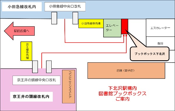 下北沢駅ブックボックス案内図